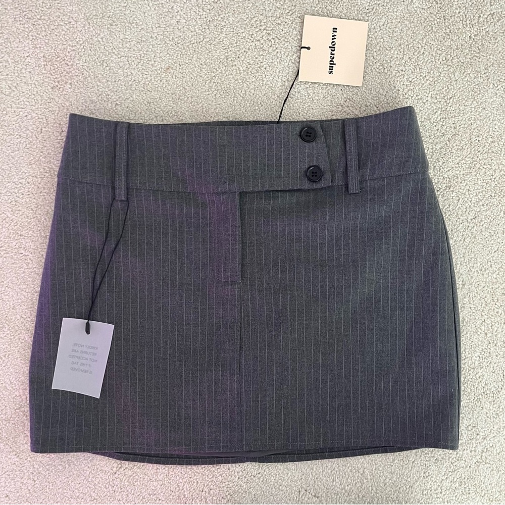 Pinstripe gray mini skirt Superdown revolve NWT